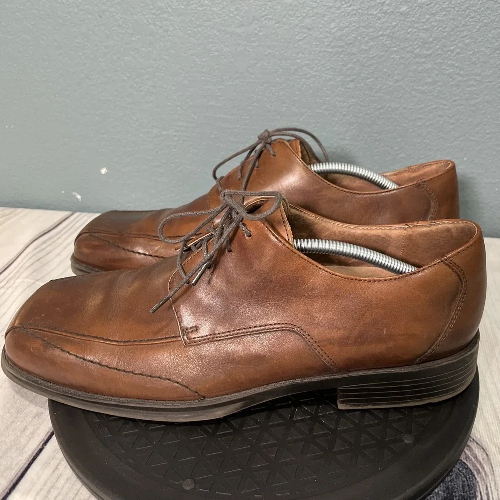 Bostonian Mens Brown Leather Square Bicycle Toe‎ Oxford Dress Shoes 12M Formal